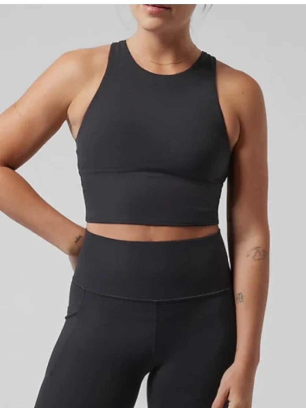 Athleta Black Conscious Crop Sports Bra